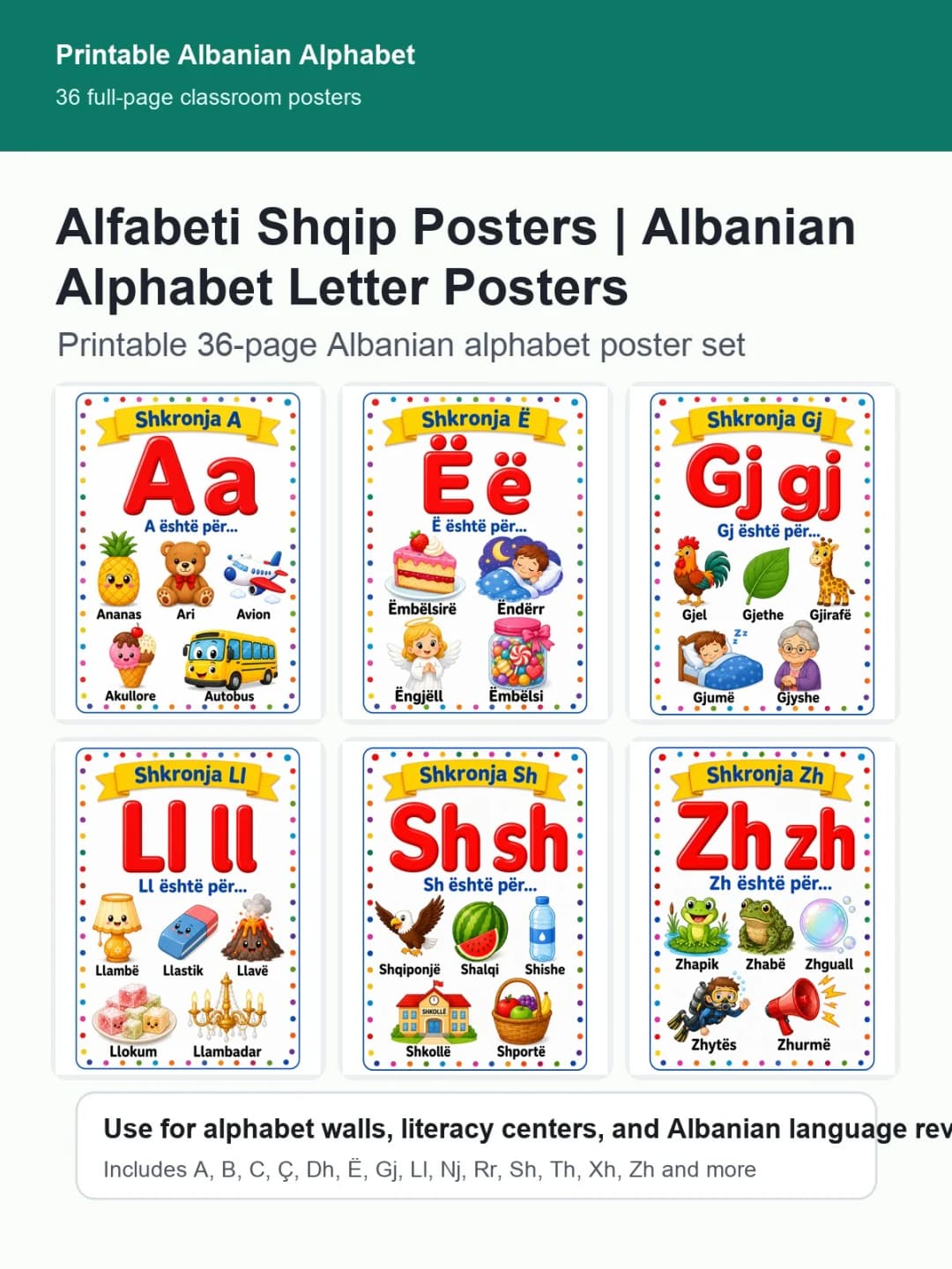 Alfabeti Shqip Posters | Albanian Alphabet