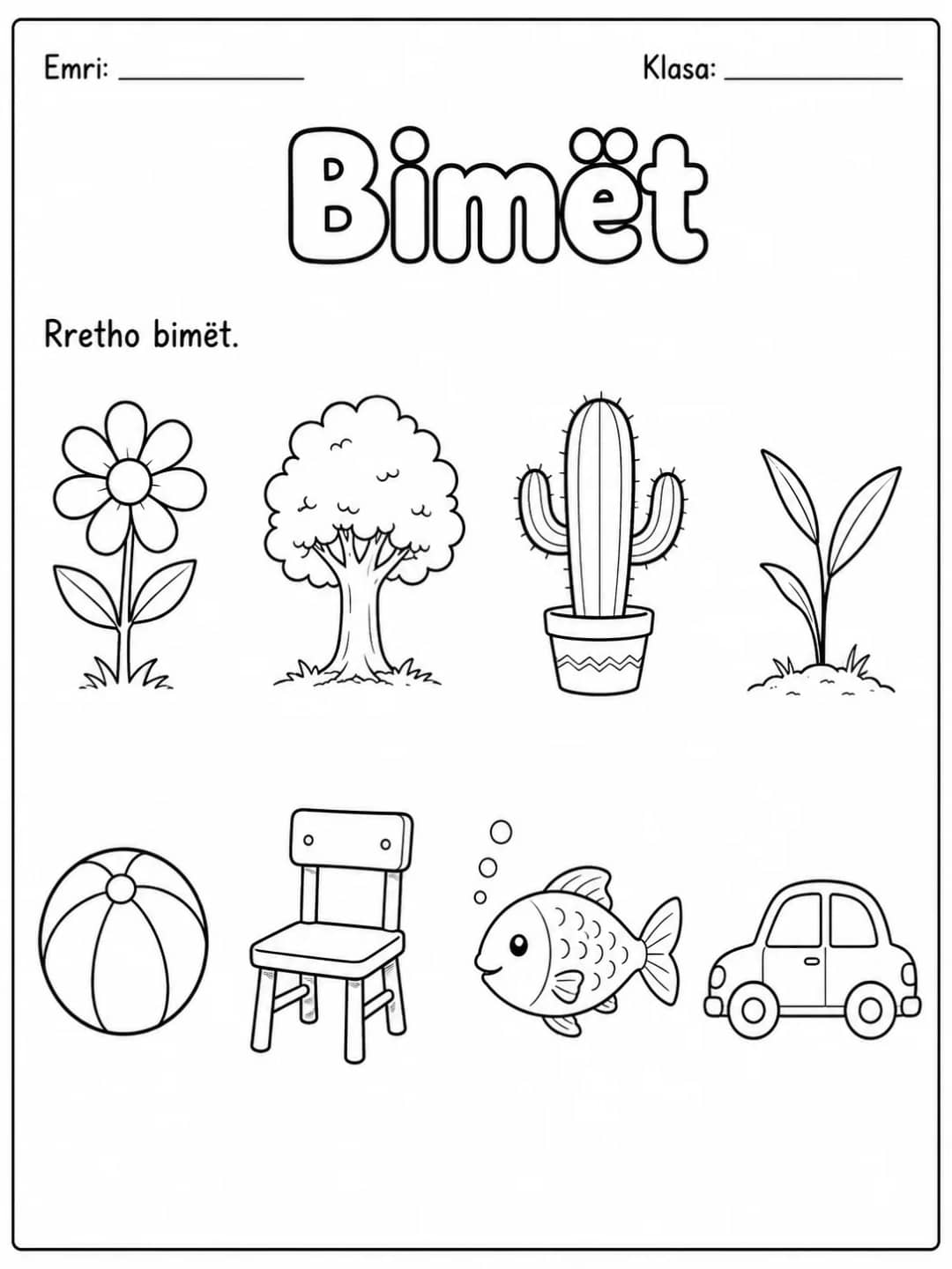 Bimët - Pako fletësh pune - Grupi 2 - 10 faqe të shtypshme për dituri natyre nga KiwiBee