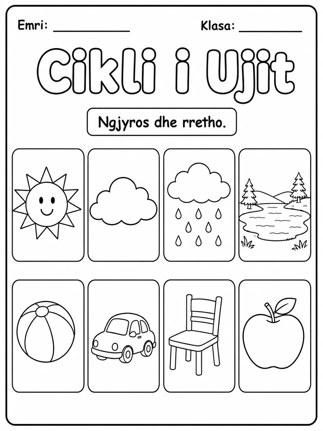 Cikli i ujit - Pako fletësh pune - 10 faqe të shtypshme për dituri natyre nga KiwiBee