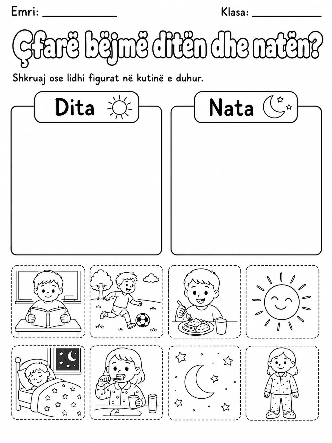Dita dhe nata - Pako fletësh pune faqja 4 - pamje e fletës së punës