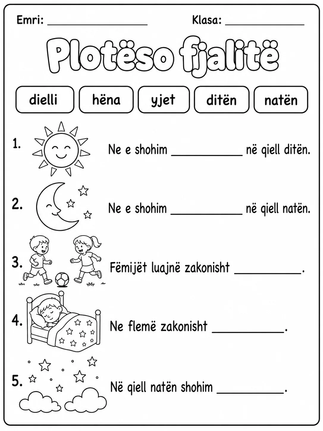 Dita dhe nata - Pako fletësh pune faqja 5 - pamje e fletës së punës