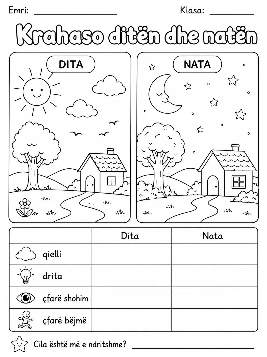 Dita dhe nata - Pako fletësh pune faqja 8 - pamje e fletës së punës