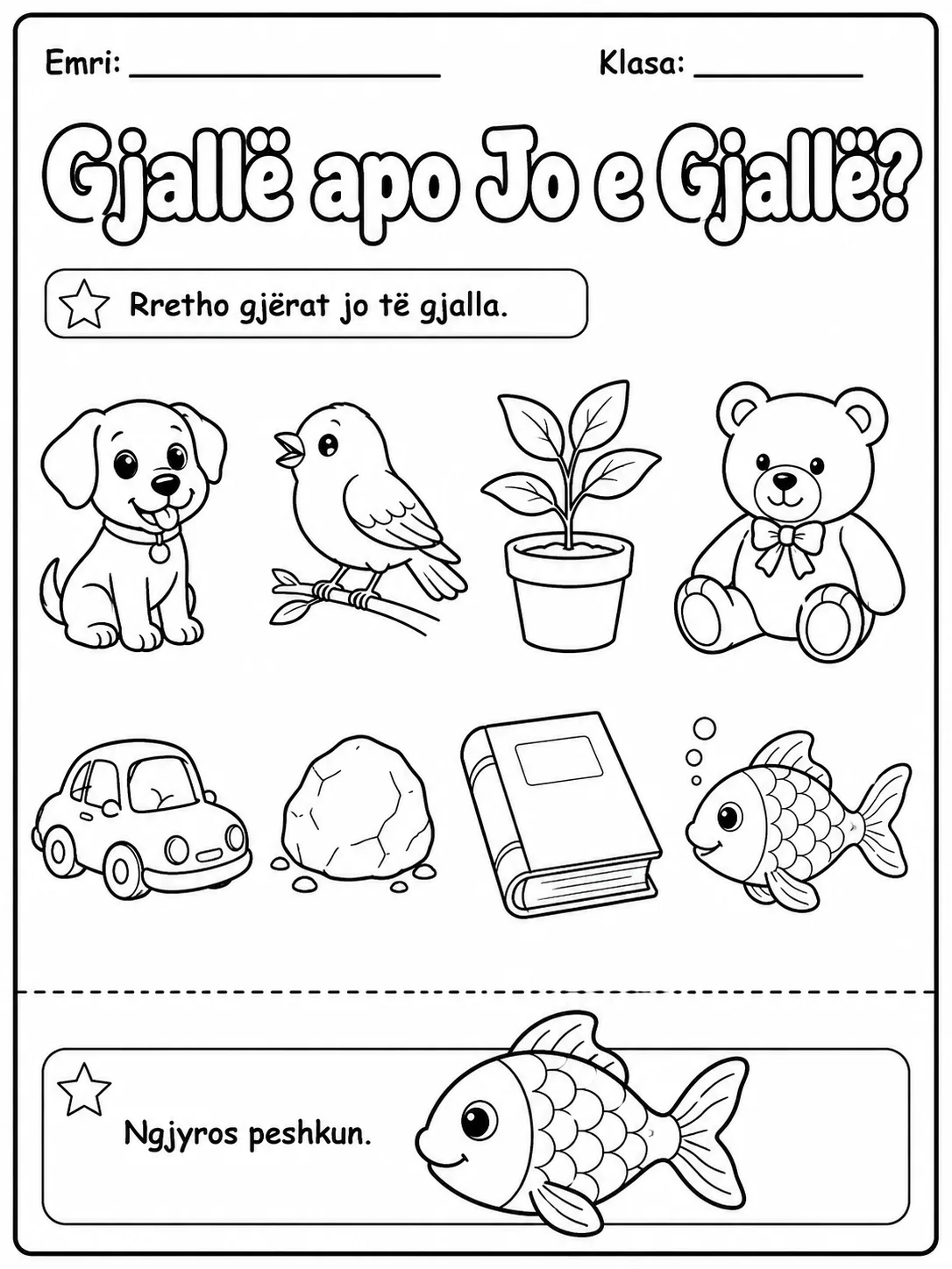 E gjallë apo jo e gjallë - Pako fletësh pune faqja 2 - pamje e fletës së punës