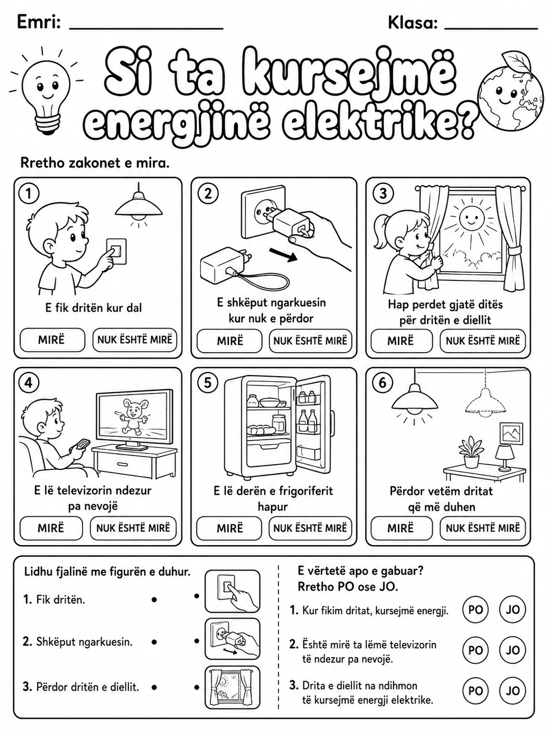 Elektriciteti - Pako fletësh pune faqja 9 - pamje e fletës së punës