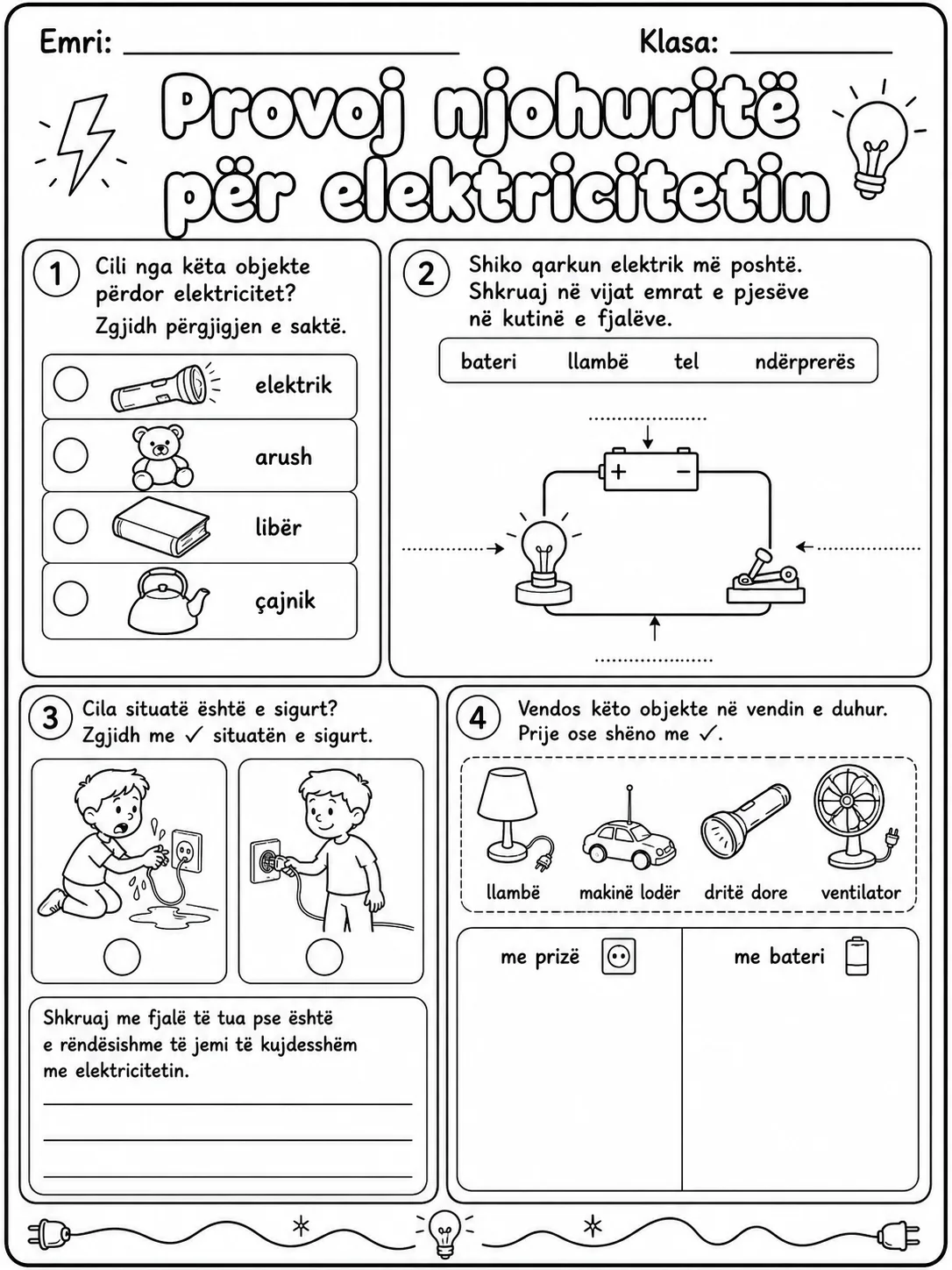 Elektriciteti - Pako fletësh pune faqja 10 - pamje e fletës së punës