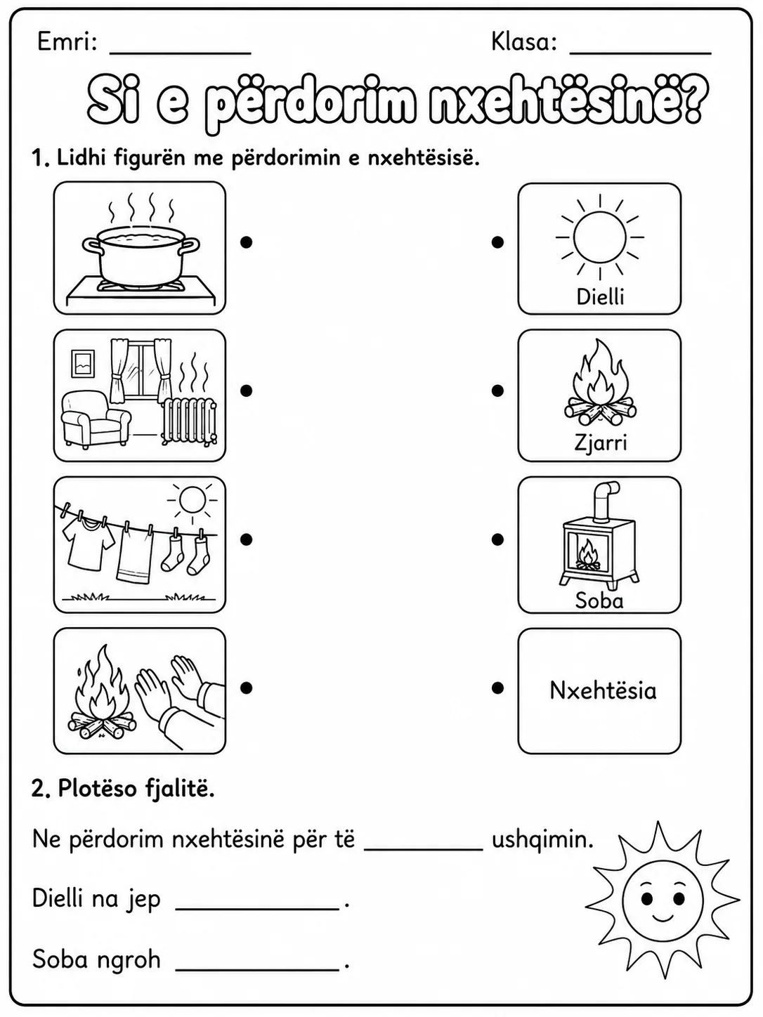Energjia dhe nxehtësia - Pako fletësh pune faqja 4 - pamje e fletës së punës