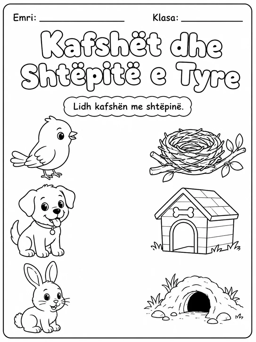 Kafshët dhe shtëpitë e tyre - Pako fletësh pune faqja 2 - pamje e fletës së punës