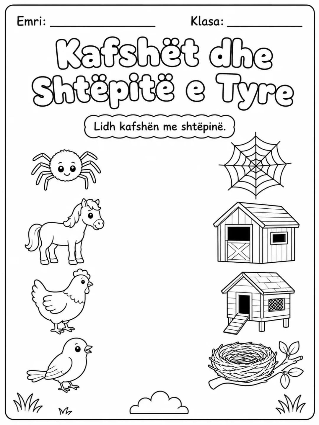 Kafshët dhe shtëpitë e tyre - Pako fletësh pune faqja 4 - pamje e fletës së punës