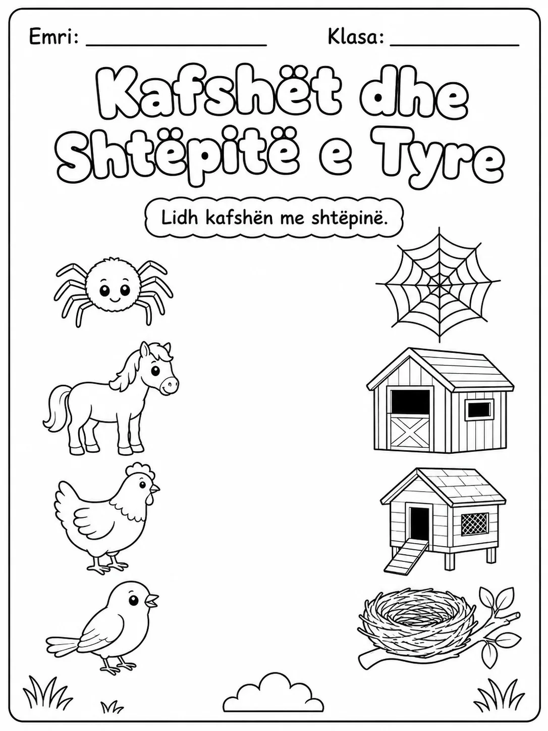 Kafshët dhe shtëpitë e tyre - Pako fletësh pune faqja 4 - pamje e fletës së punës