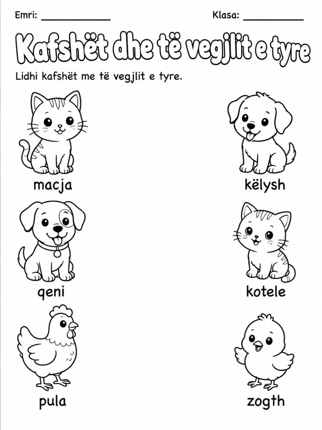 Kafshët dhe të vegjlit e tyre - Pako fletësh pune - 10 faqe të shtypshme për dituri natyre nga KiwiBee