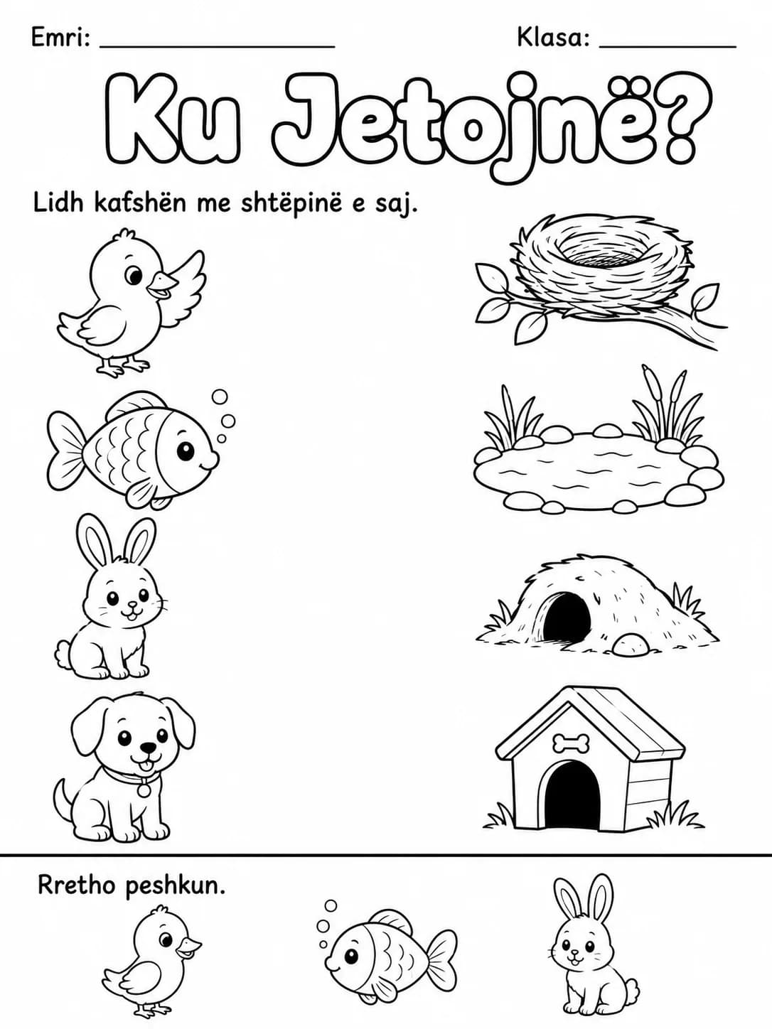 Kafshët - Pako fletësh pune faqja 5 - pamje e fletës së punës
