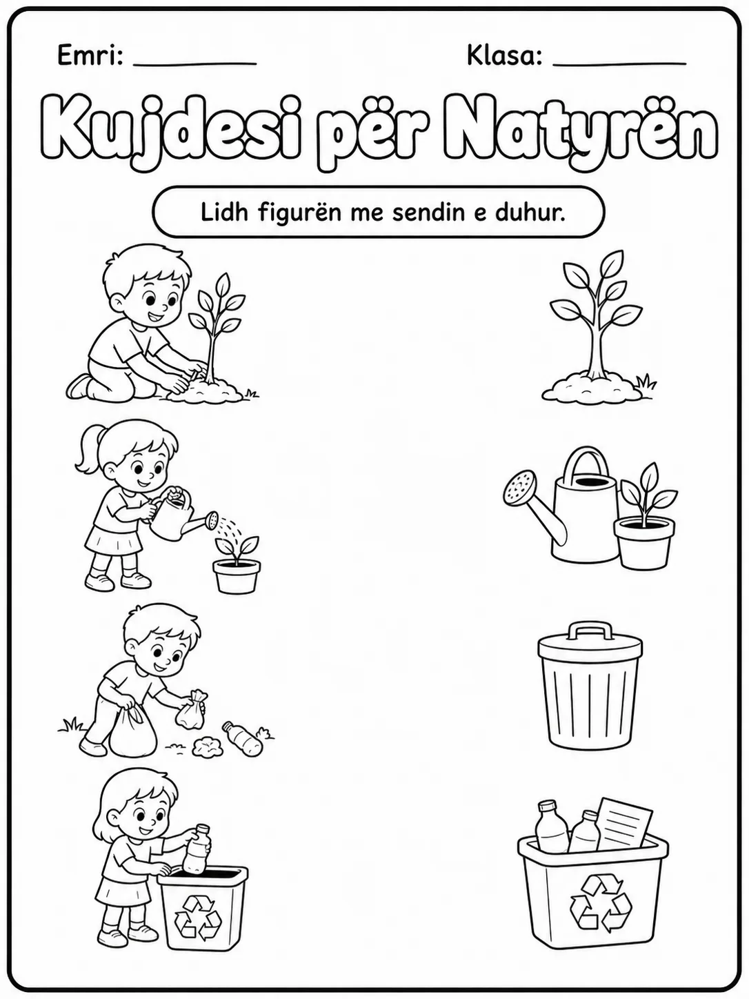 Kujdesi për natyrën - Pako fletësh pune faqja 3 - pamje e fletës së punës