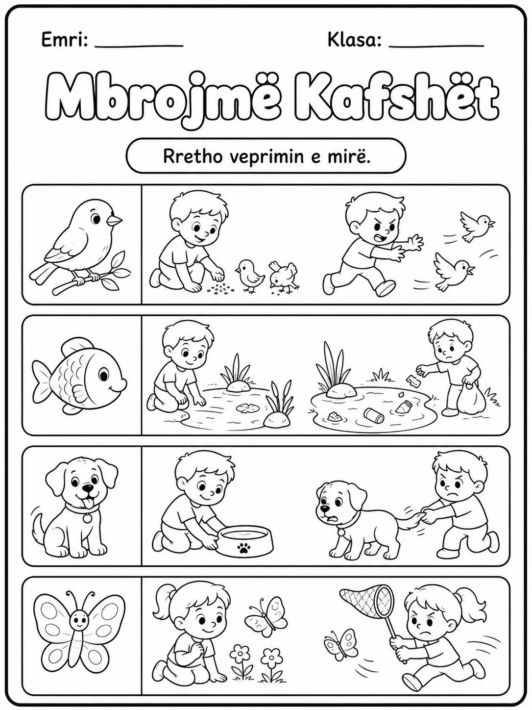 Kujdesi për natyrën - Pako fletësh pune faqja 6 - pamje e fletës së punës