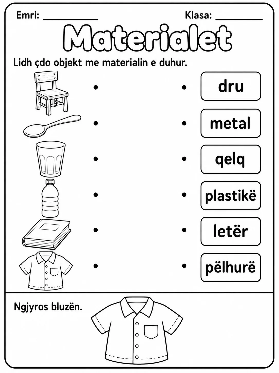 Materialet - Pako fletësh pune - 10 faqe të shtypshme për dituri natyre nga KiwiBee