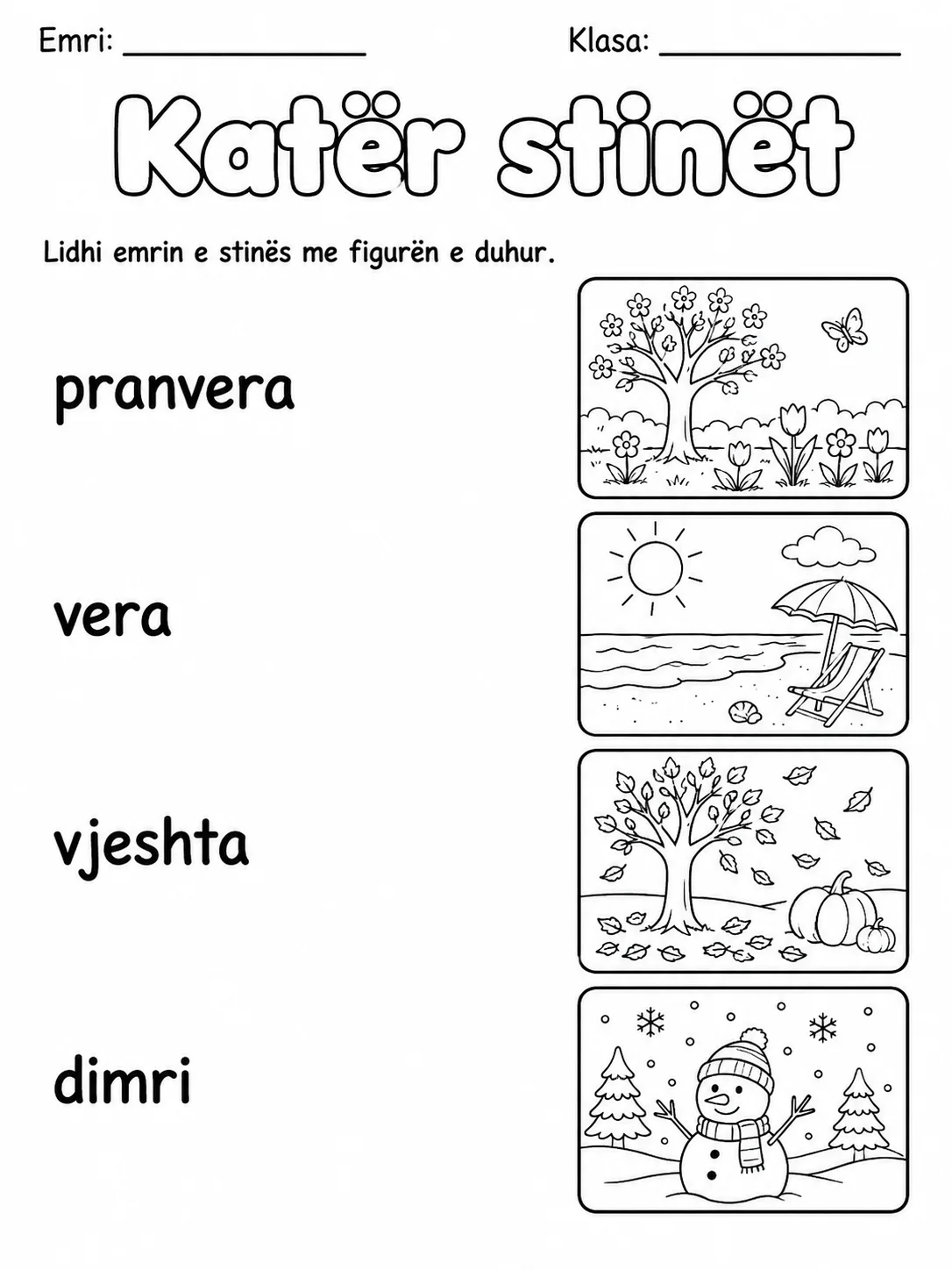 Moti dhe Stinët - Pako fletësh pune faqja 2 - pamje e fletës së punës