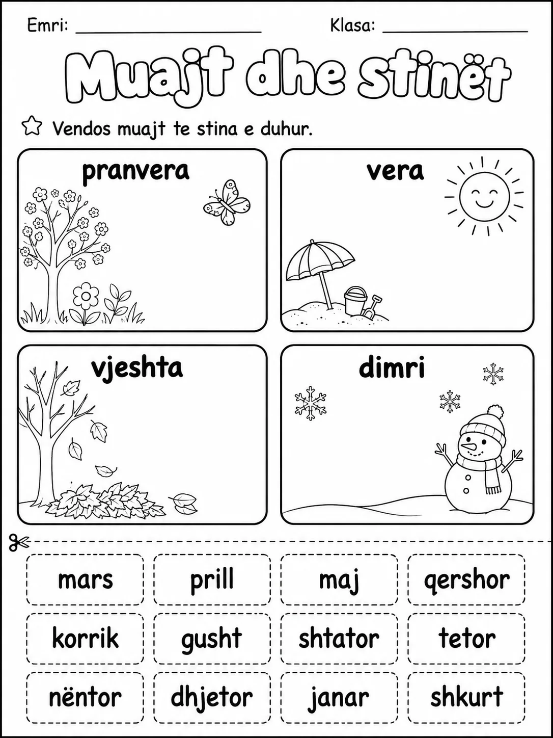 Moti dhe Stinët - Pako fletësh pune faqja 6 - pamje e fletës së punës