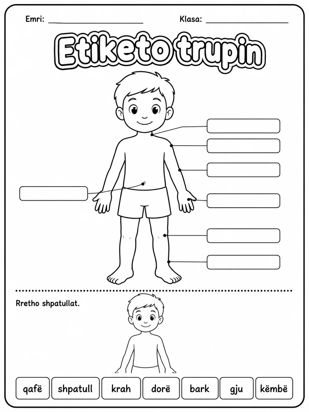Pjesët e trupit - Pako fletësh pune faqja 4 - pamje e fletës së punës