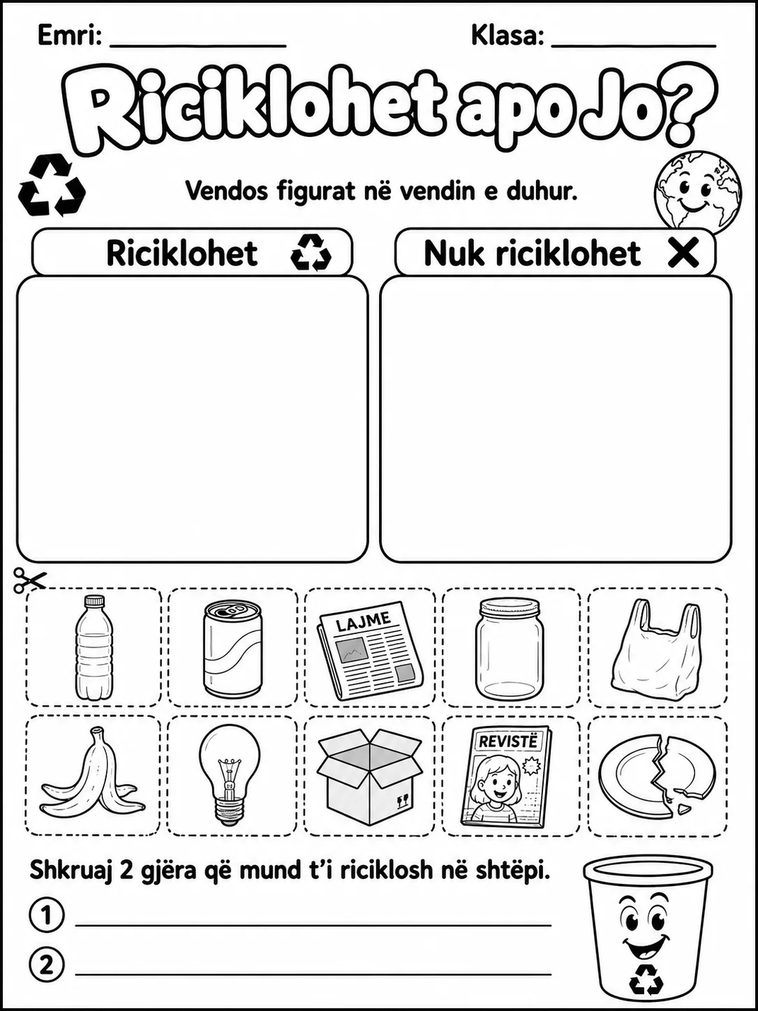 Riciklimi - Pako fletësh pune faqja 4 - pamje e fletës së punës
