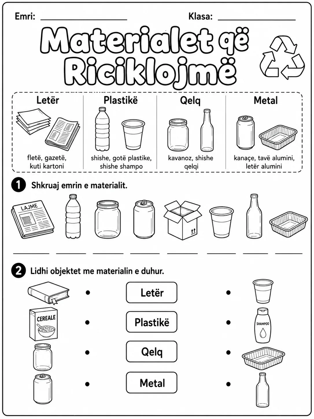 Riciklimi - Pako fletësh pune faqja 5 - pamje e fletës së punës