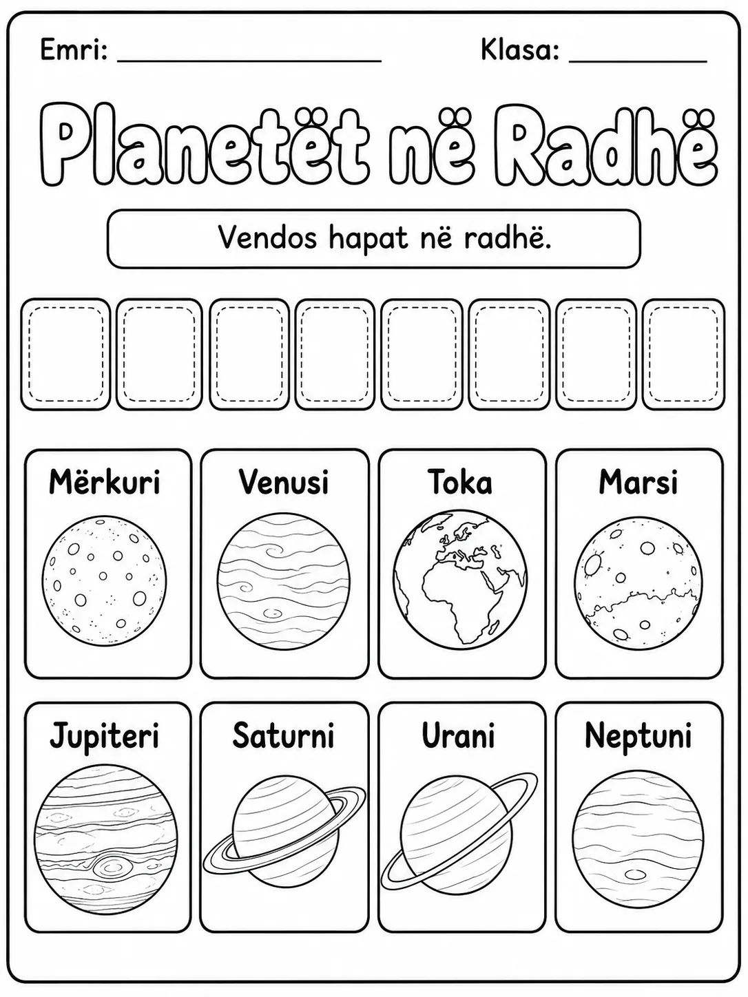 Sistemi diellor - Pako fletësh pune faqja 3 - pamje e fletës së punës