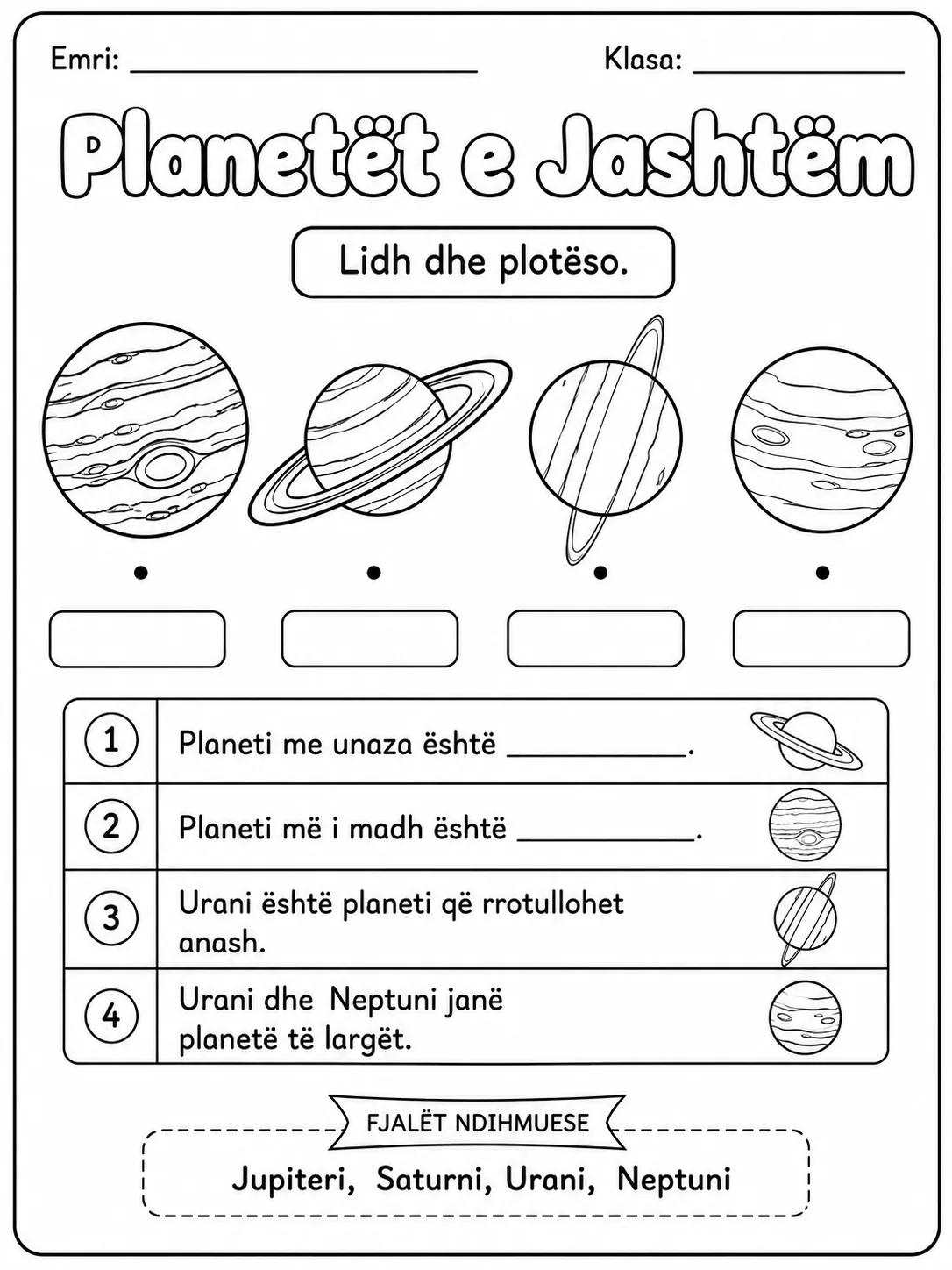 Sistemi diellor - Pako fletësh pune faqja 5 - pamje e fletës së punës