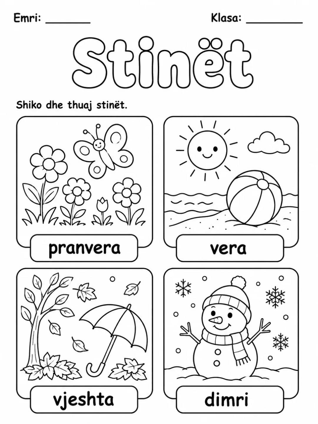 Stinët - Pako fletësh pune - 10 faqe të shtypshme për dituri natyre nga KiwiBee