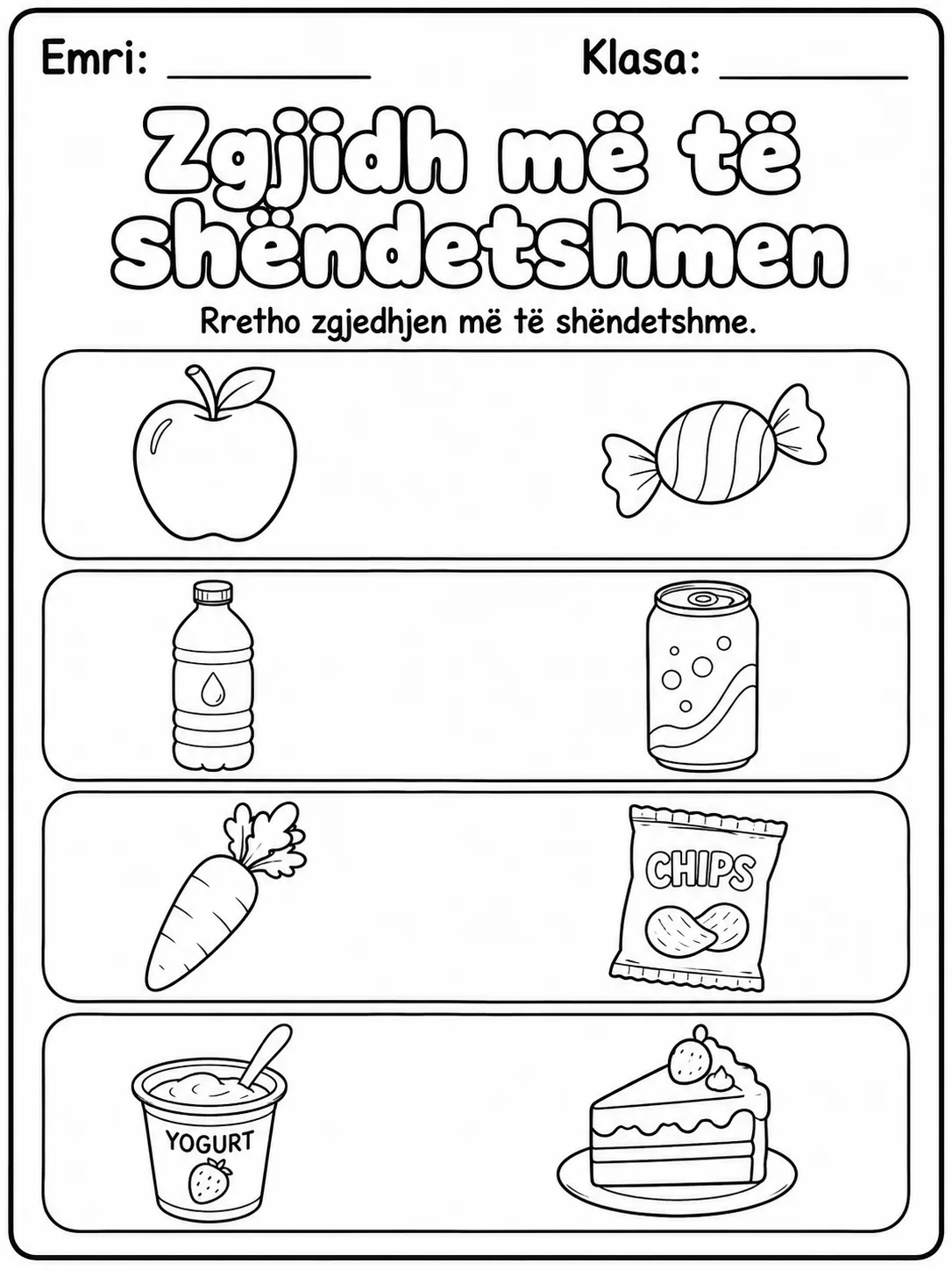 Ushqimet e shëndetshme - Pako fletësh pune faqja 5 - pamje e fletës së punës