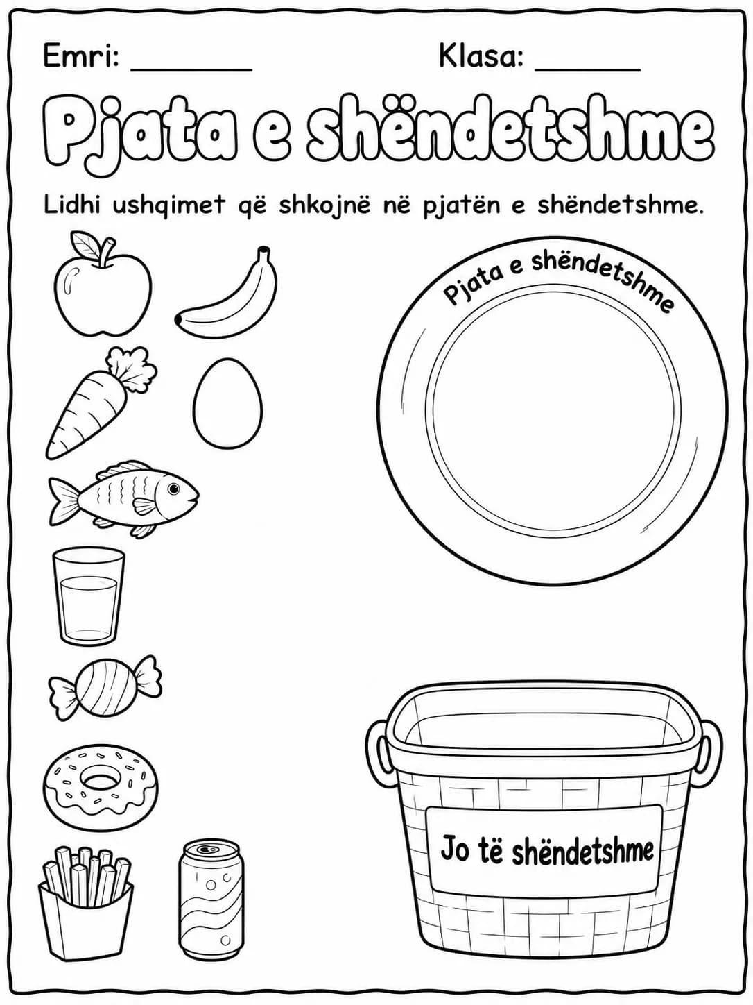 Ushqimet e shëndetshme - Pako fletësh pune faqja 6 - pamje e fletës së punës