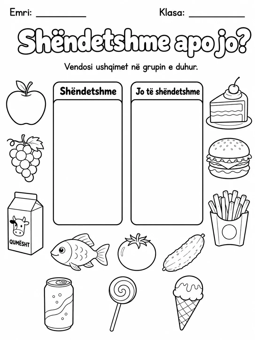 Ushqimet e shëndetshme - Pako fletësh pune faqja 9 - pamje e fletës së punës