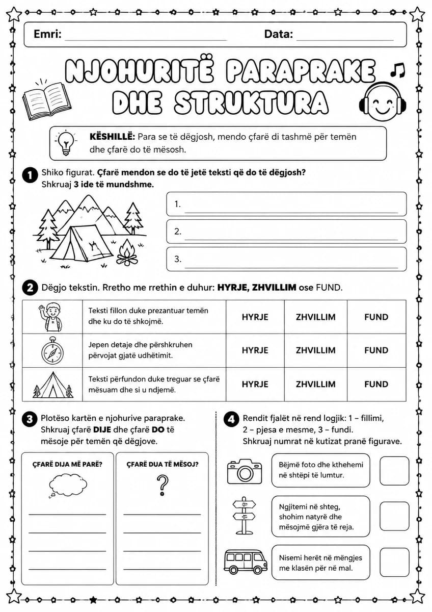 Njohuritë paraprake dhe struktura