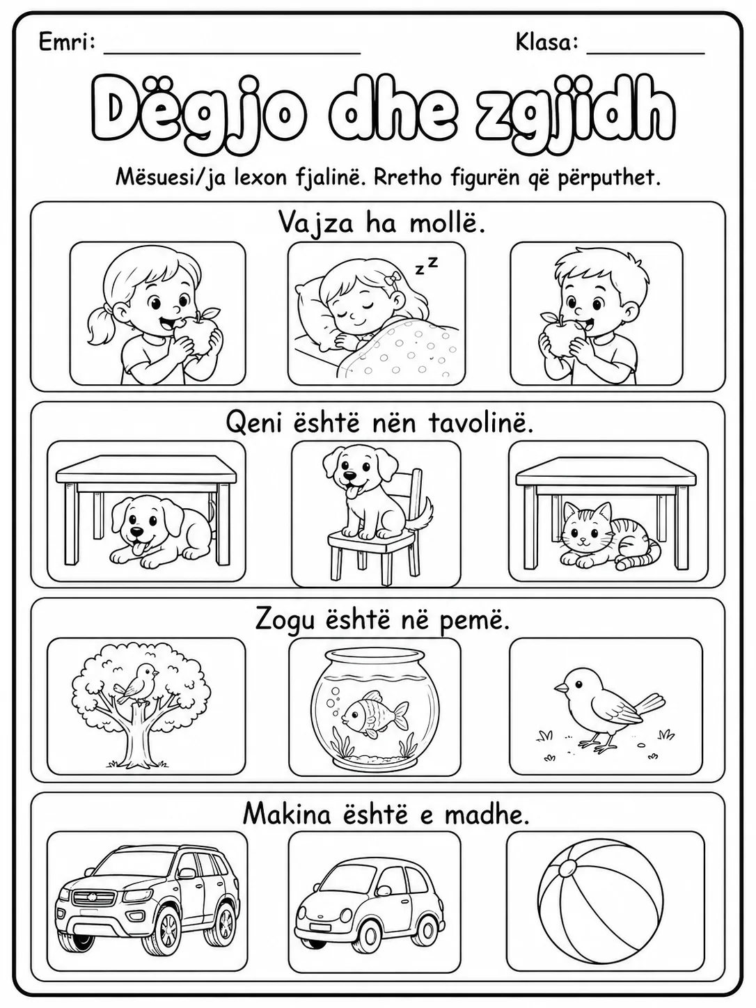 Dëgjo dhe rretho - Pako fletësh pune faqja 5 - pamje e fletës së punës
