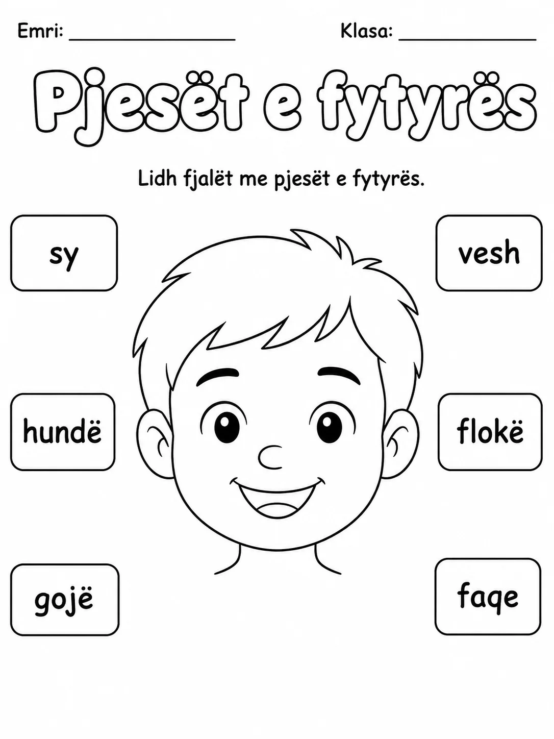 Fjalori i trupit - Pako fletësh pune - Grupi 2 faqja 2 - pamje e fletës së punës
