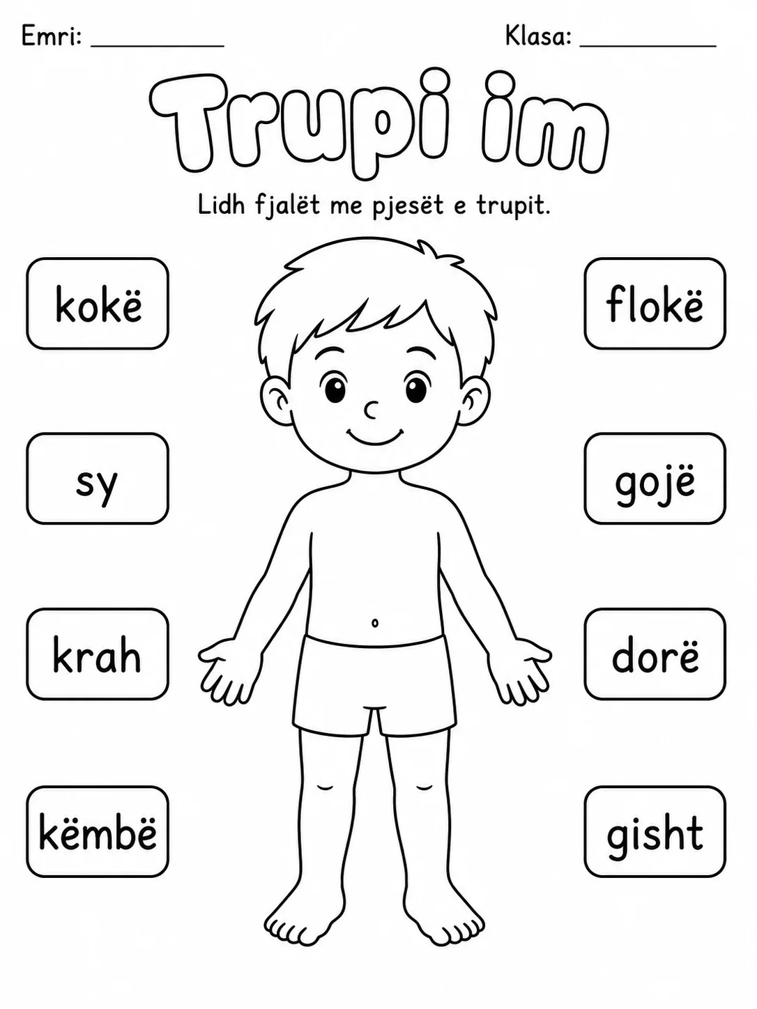 Fjalori i trupit - Pako fletësh pune - Grupi 2 faqja 7 - pamje e fletës së punës