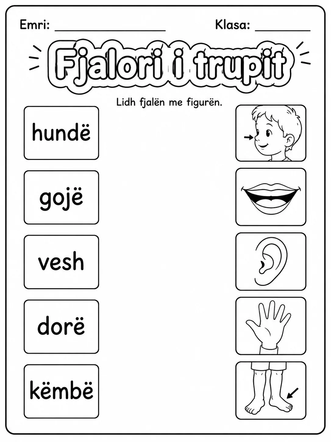 Fjalori i trupit - Pako fletësh pune faqja 2 - pamje e fletës së punës