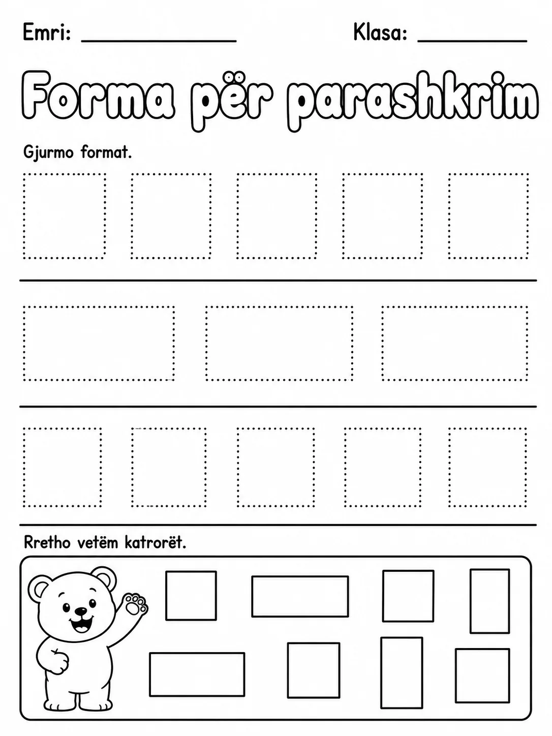 Forma për parashkrim - Pako fletësh pune faqja 2 - pamje e fletës së punës