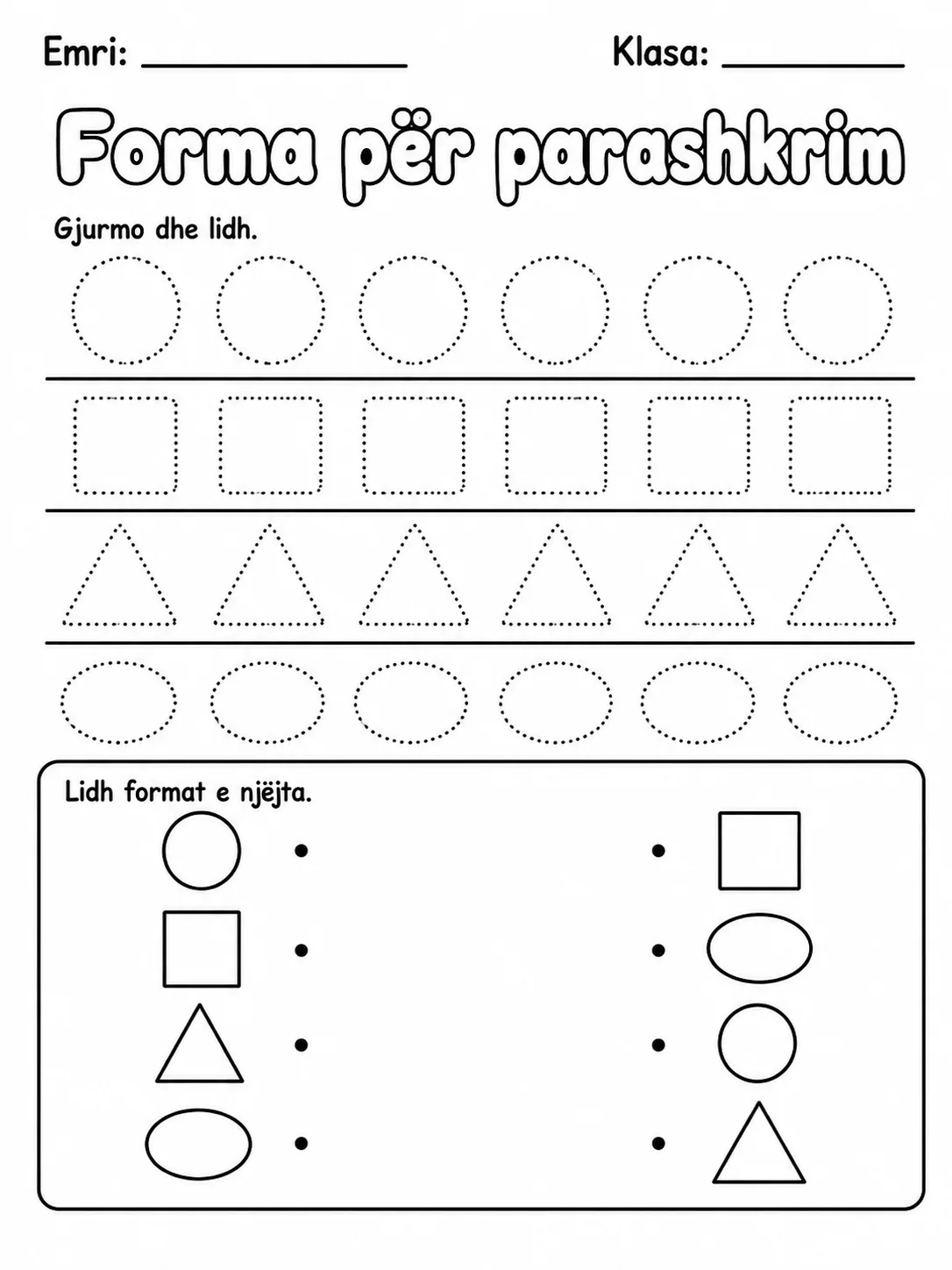 Forma për parashkrim - Pako fletësh pune faqja 5 - pamje e fletës së punës