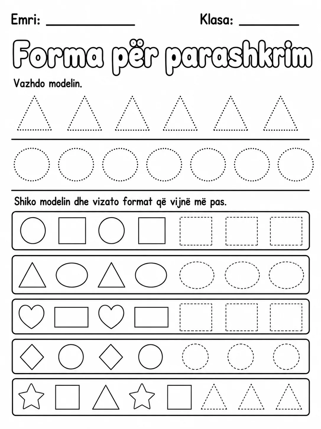 Forma për parashkrim - Pako fletësh pune faqja 6 - pamje e fletës së punës