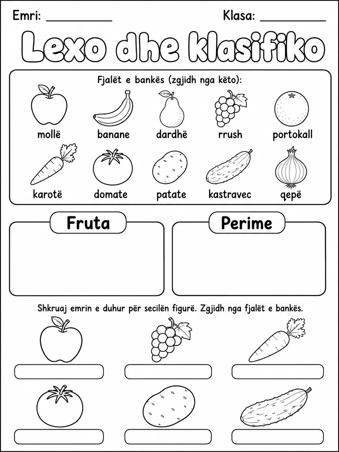 Frutat - Pako fletësh pune faqja 9 - pamje e fletës së punës