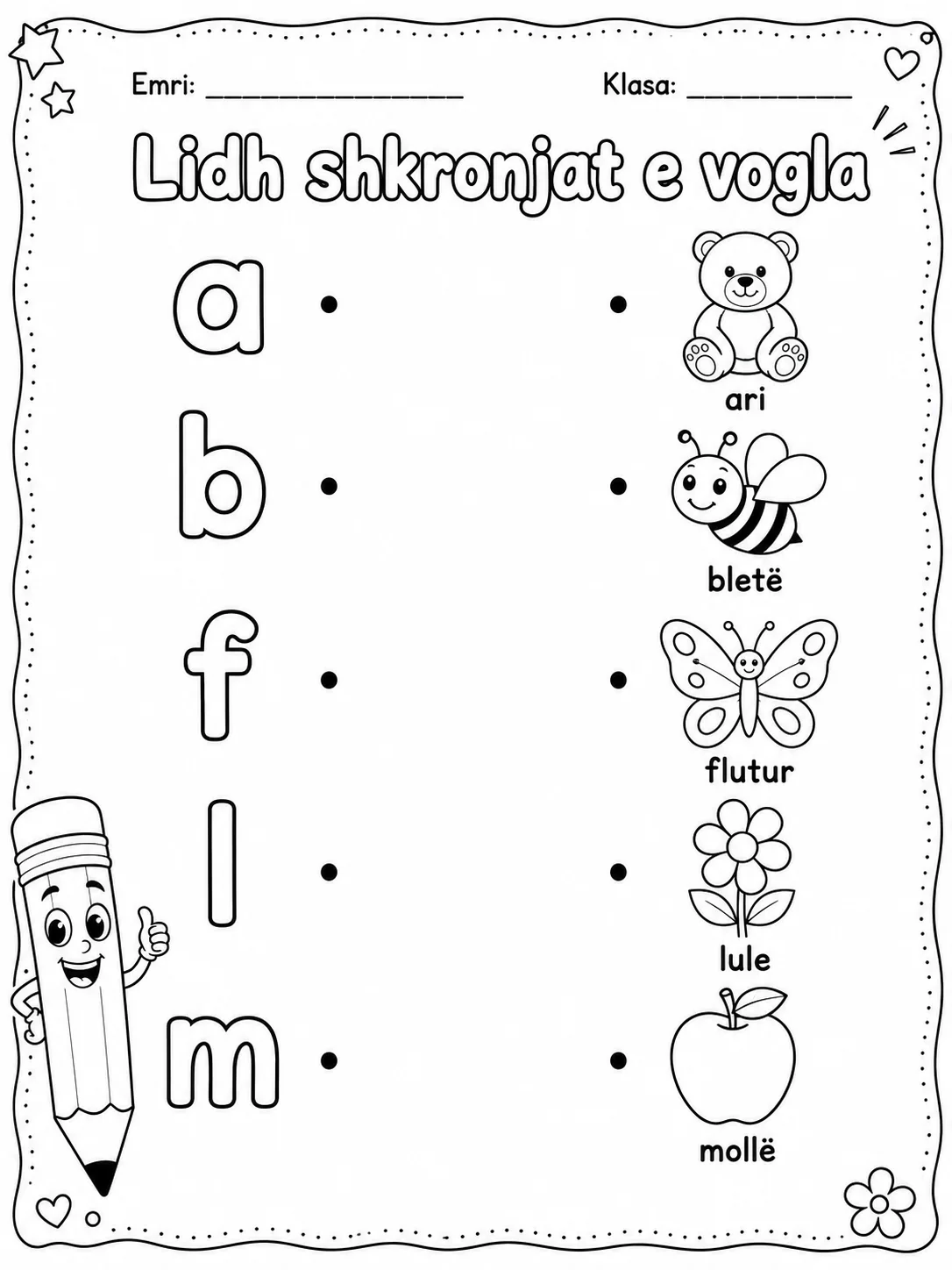 Lidh shkronjën me figurën - Pako fletësh pune - Grupi 2 faqja 4 - pamje e fletës së punës