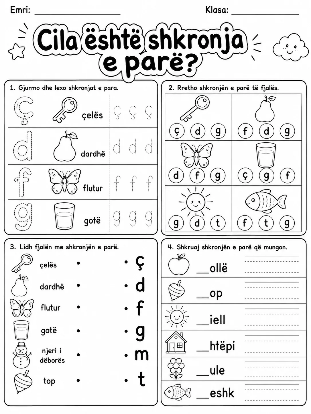 Shkronja e parë - Pako fletësh pune faqja 3 - pamje e fletës së punës