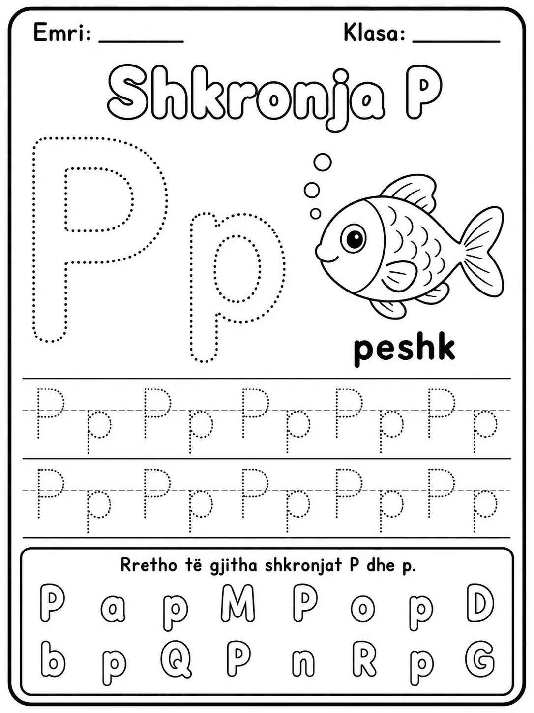 Shkronja Ll - Pako fletësh pune faqja 6 - pamje e fletës së punës