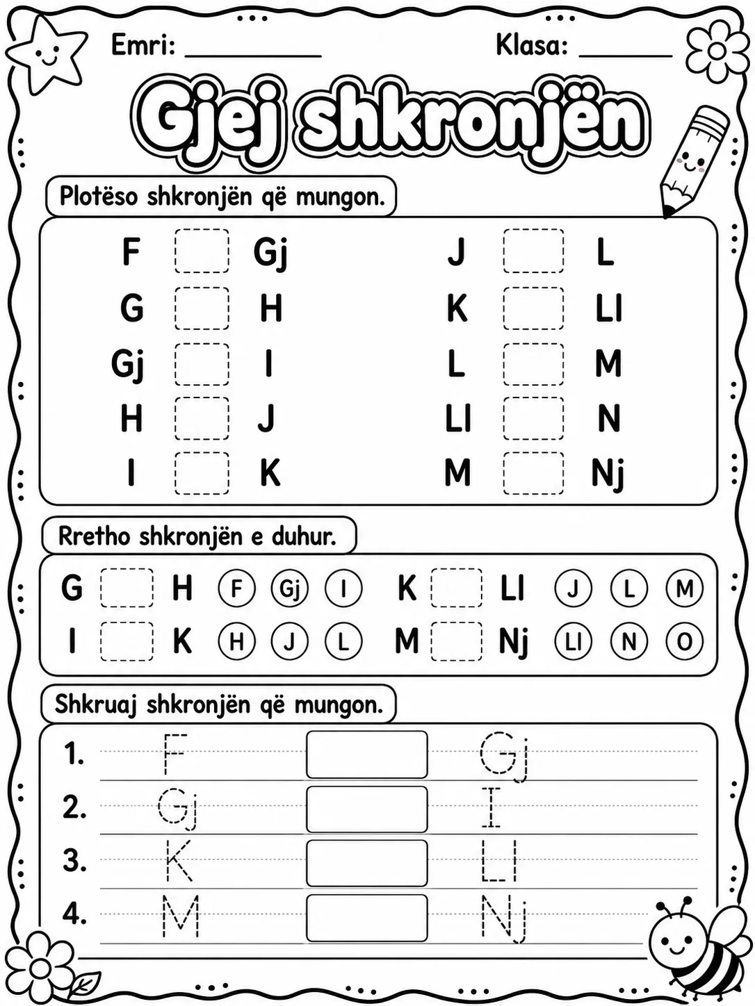 Shkronja që mungon - Pako fletësh pune faqja 2 - pamje e fletës së punës