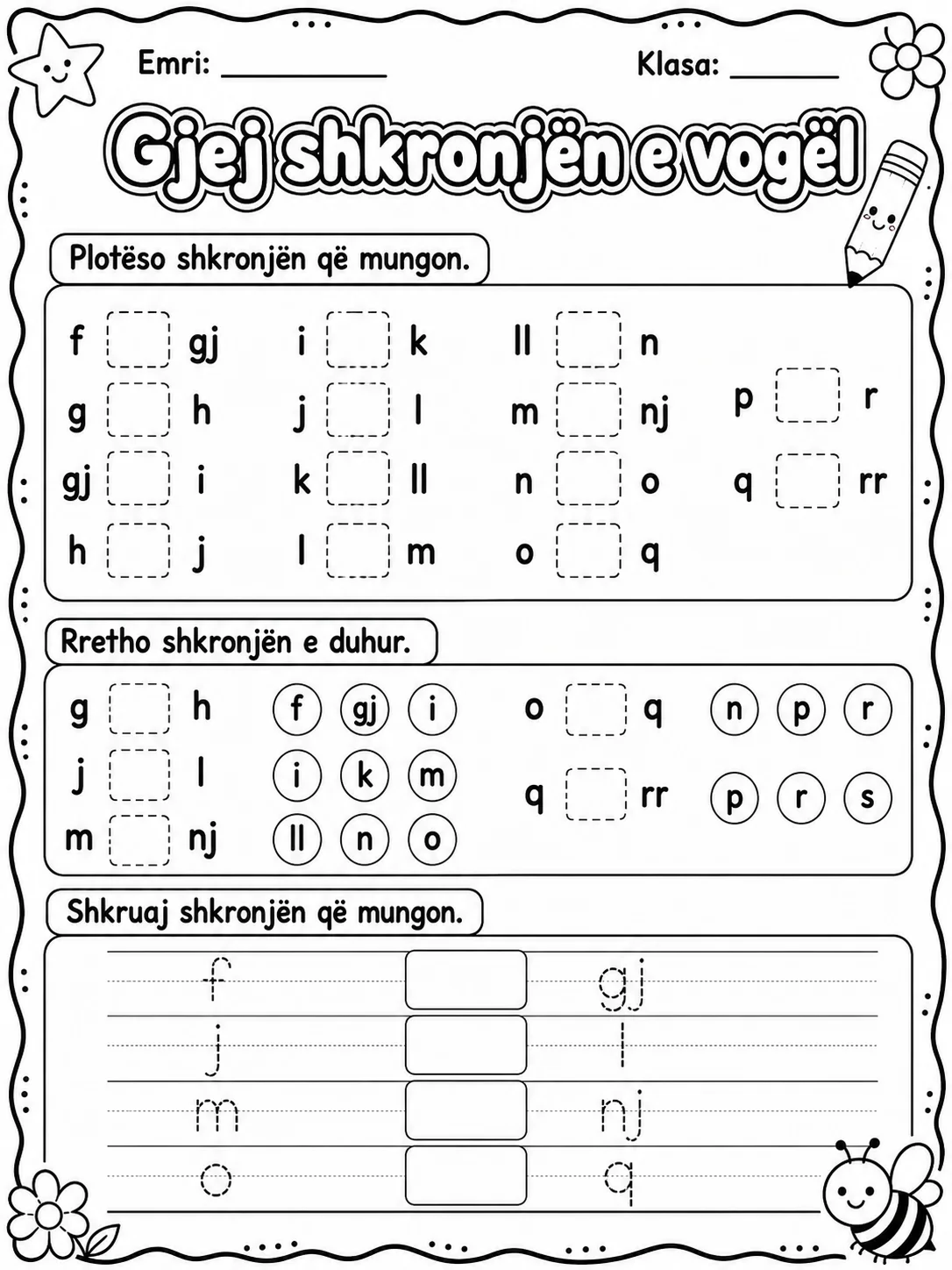 Shkronja që mungon - Pako fletësh pune faqja 5 - pamje e fletës së punës