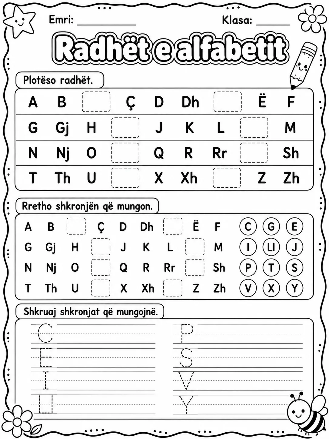 Shkronja që mungon - Pako fletësh pune faqja 6 - pamje e fletës së punës