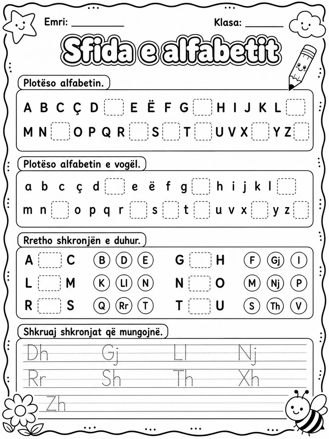 Shkronja që mungon - Pako fletësh pune faqja 10 - pamje e fletës së punës
