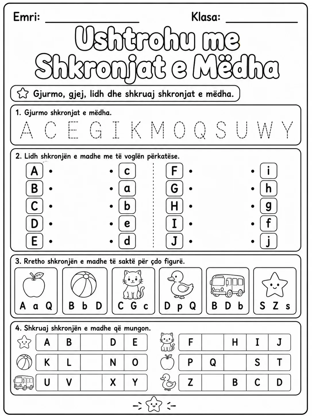 Shkronjat e mëdha - Pako fletësh pune faqja 4 - pamje e fletës së punës