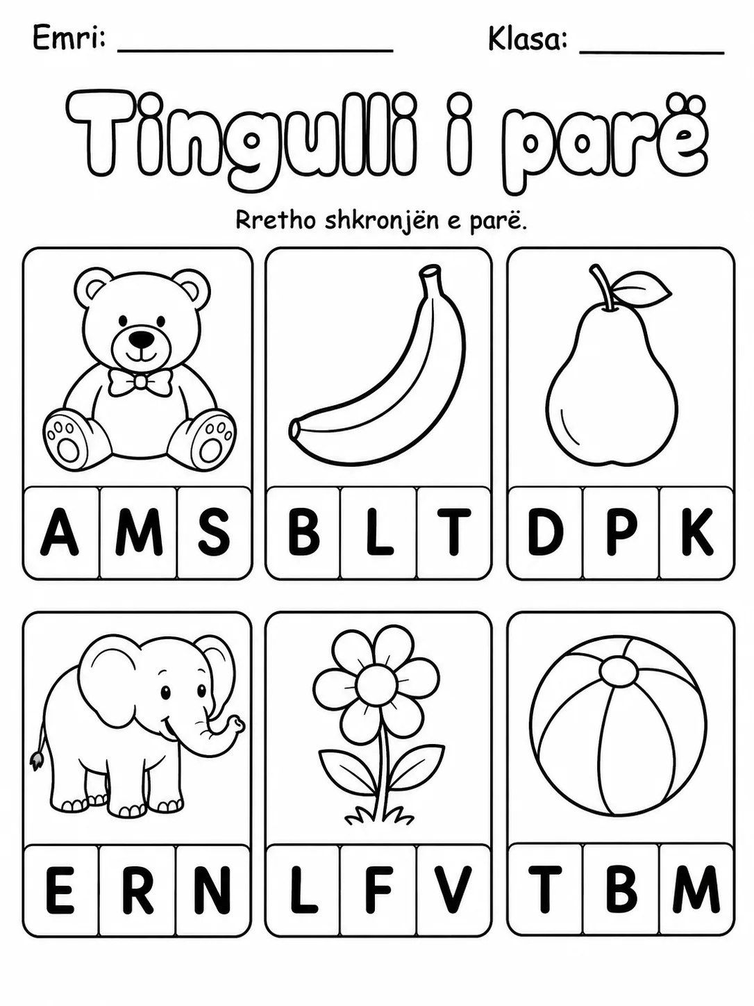 Tingulli i parë - Pako fletësh pune - 10 faqe të shtypshme për gjuhë shqipe dhe drejtshkrim nga KiwiBee