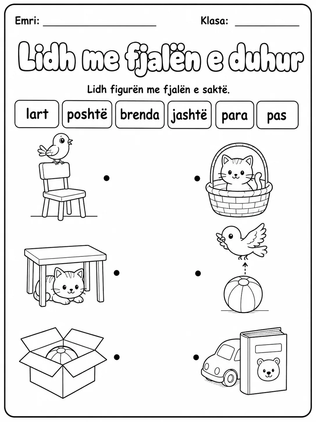 Lart dhe poshtë - Pako fletësh pune faqja 6 - pamje e fletës së punës