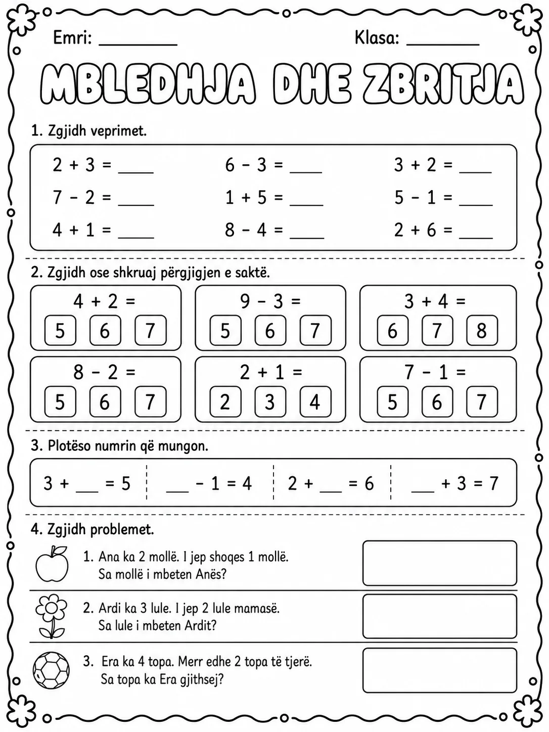 Mbledhje dhe zbritje - Pako fletësh pune - 10 faqe të shtypshme për matematikë nga KiwiBee