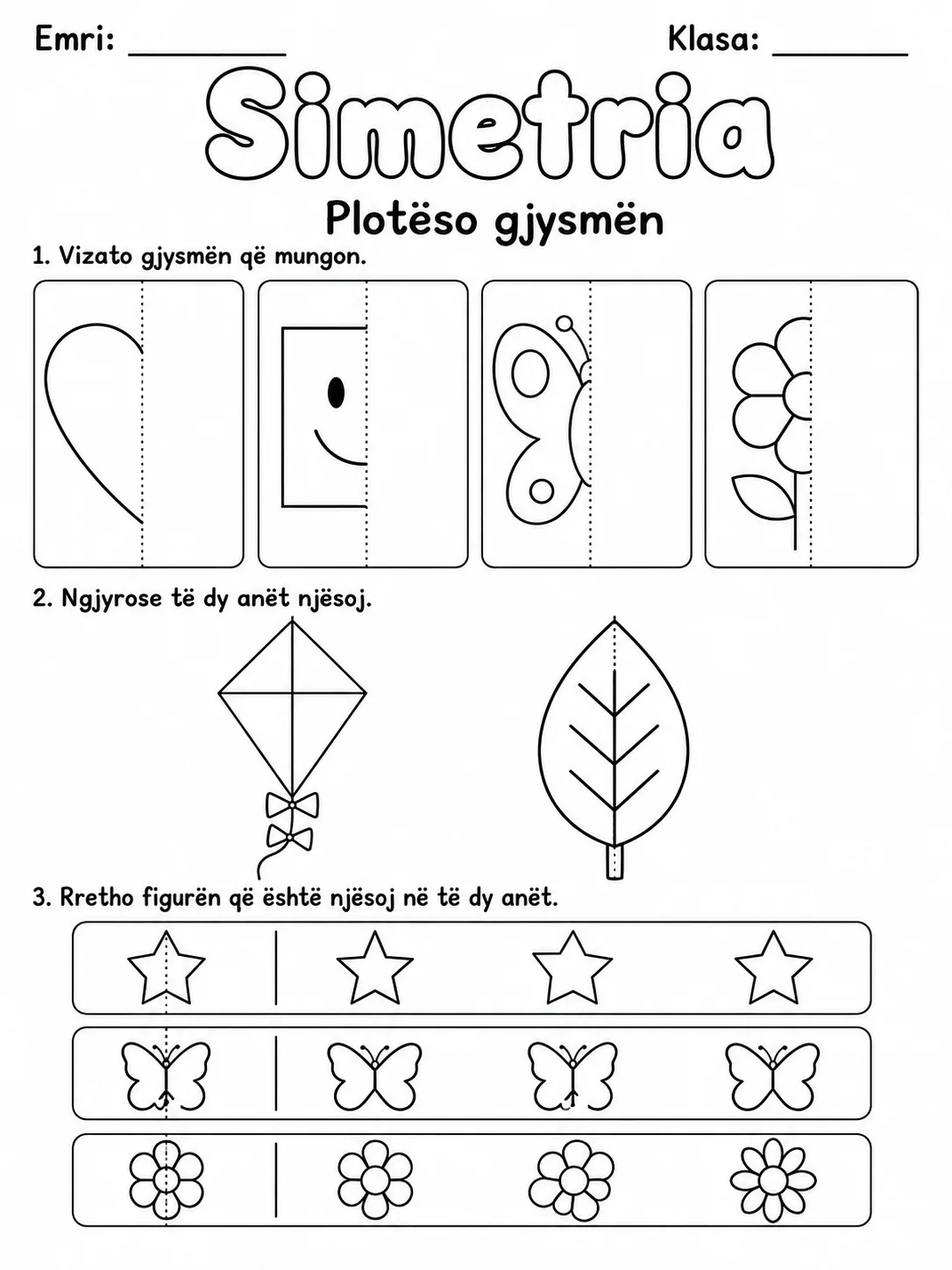 Ngjyrose të dy anët njësoj. - Pako fletësh pune - 10 faqe të shtypshme për matematikë nga KiwiBee
